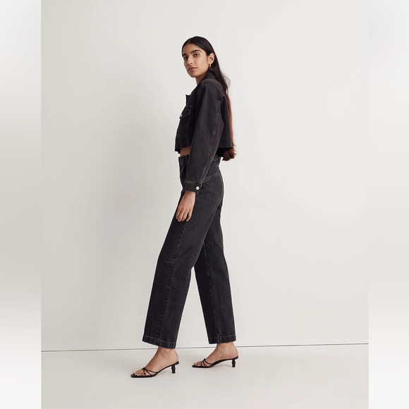 NWT Madewell The Perfect Vintage Wide-Leg Jean in Black Worn Wash - Picture 3 of 8